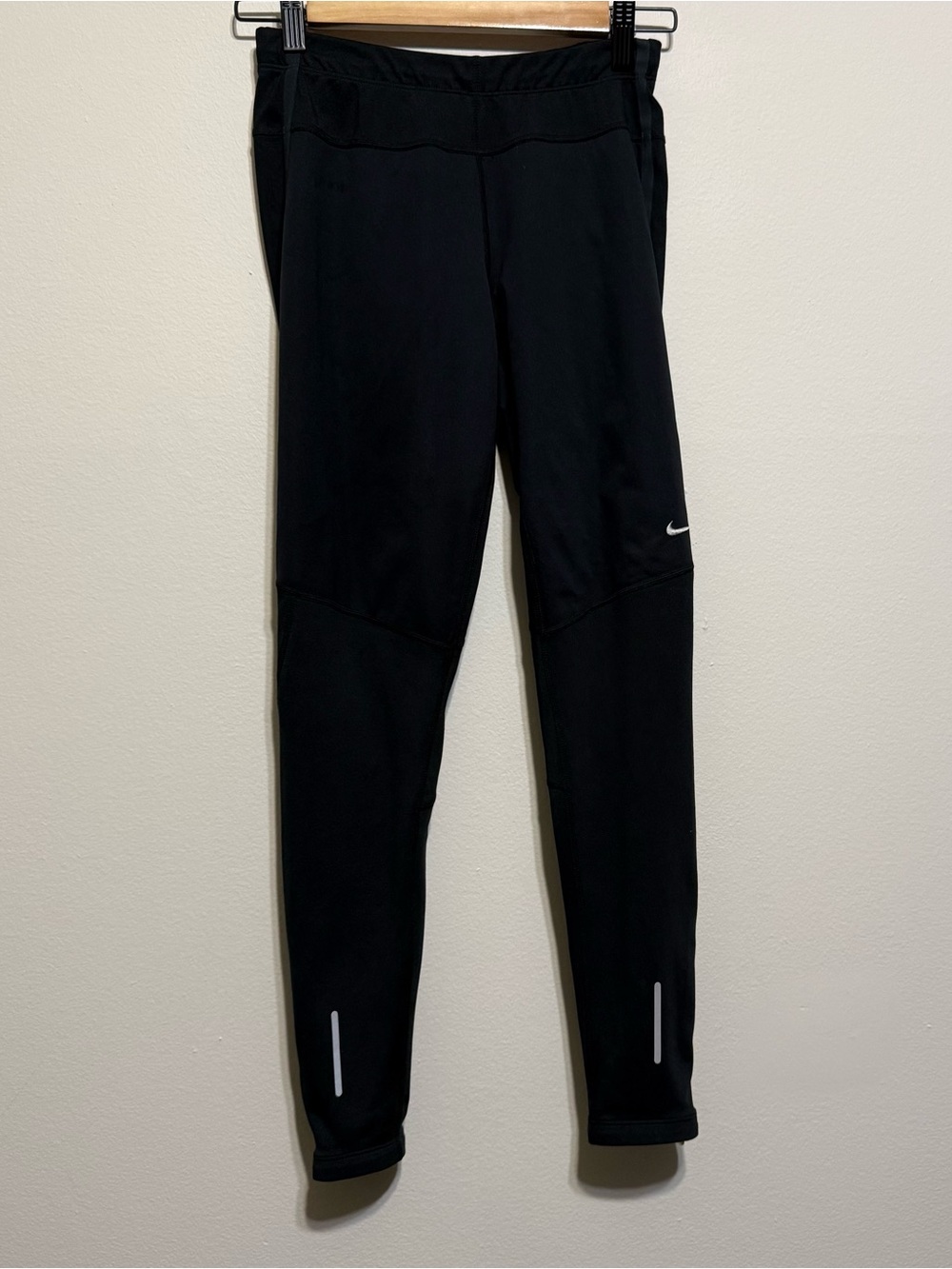 Nike Black Track Running Leggings Women XSmall Zipper Ankle Pull Waist
